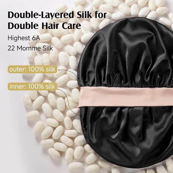 Silk Bonnet Sleeping Cap Unisex Large Double Layer Hair Wrap for Curly Long main image 6
